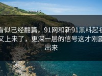 看似已经翻篇，91网和新91黑料起初又上来了，更深一层的信号这才刚露出来
