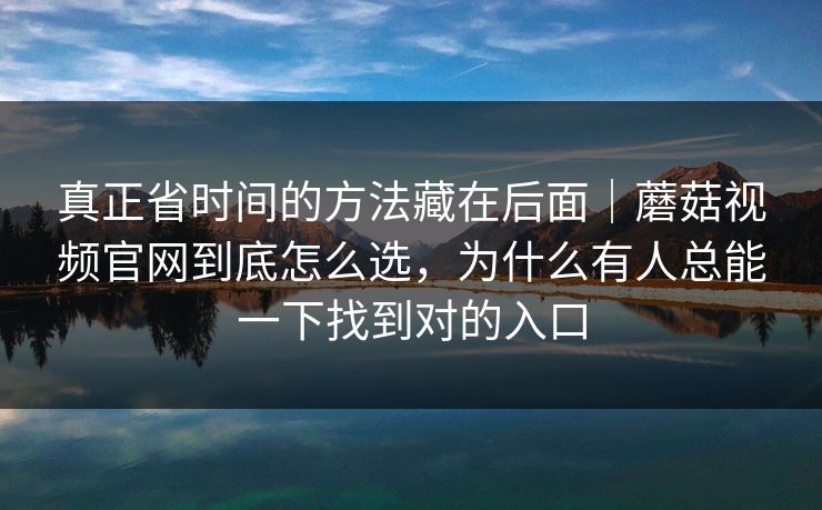 真正省时间的方法藏在后面｜蘑菇视频官网到底怎么选，为什么有人总能一下找到对的入口